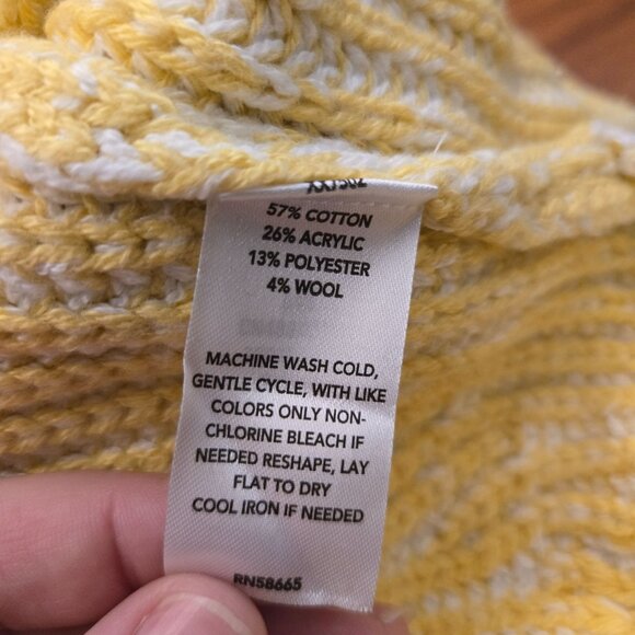 Caslon Rib Cable Knit Mock Neck Sweater S Yellow Vibrant Heritage Fall Pullover - Picture 10 of 10